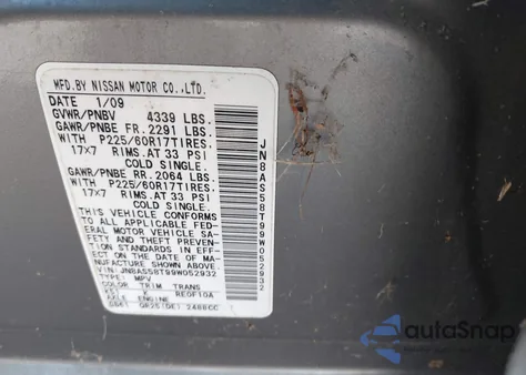 2009 Nissan Rogue Sl из США, поврежденный, VIN JN8AS58T99W052932